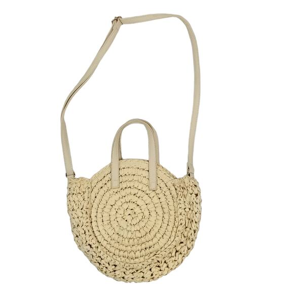 Primark Handbags - Primark Cream Round Paper Shoulder Crossbody Bag